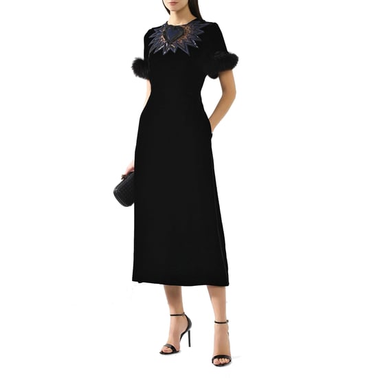 Vestido midi de terciopelo con ribete de piel de Fendi - Image 2