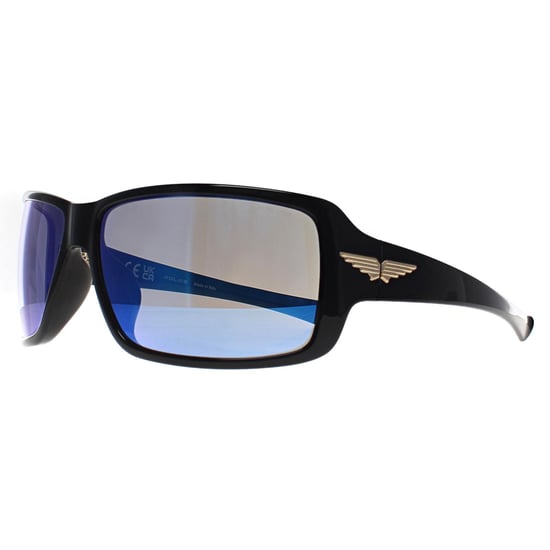 Police Square Hombre Espejo Brillante Negro Humo Azul SPLN37M Tailwind 5 - Image 2