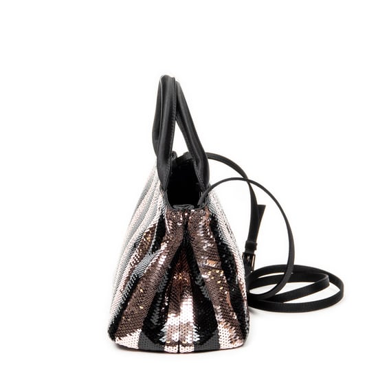 Prada Mini Sequin Canapa Tote en Rosa/Negro Lienzo - Image 3