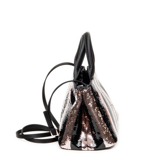 Prada Mini Sequin Canapa Tote en Rosa/Negro Lienzo - Image 4