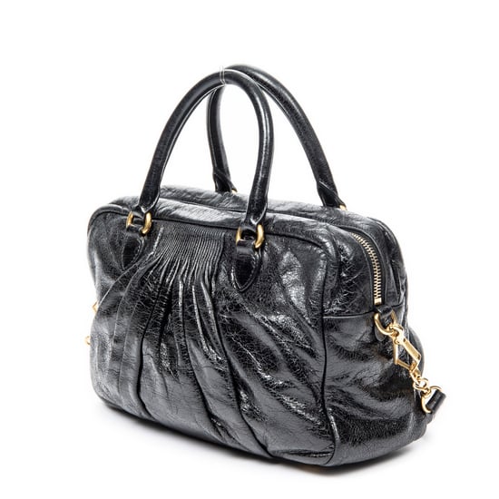 Miu Miu Mini Pleated Boston en Negro Piel de becerro - Image 2