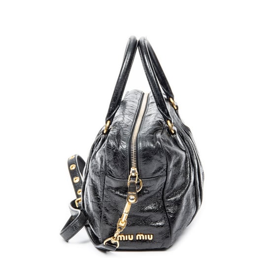 Miu Miu Mini Pleated Boston en Negro Piel de becerro - Image 4