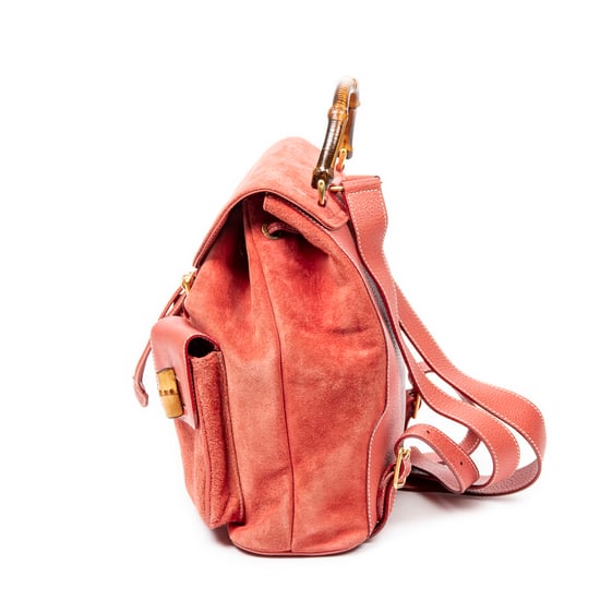 Gucci Large Bamboo Backpack  en Rojo Piel de becerro - Image 3