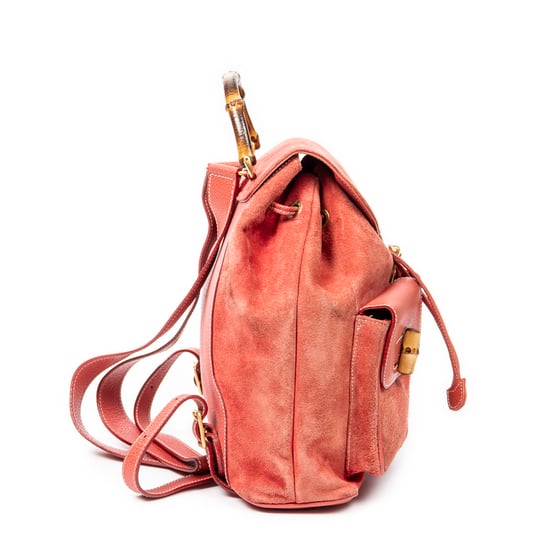 Gucci Large Bamboo Backpack  en Rojo Piel de becerro - Image 4