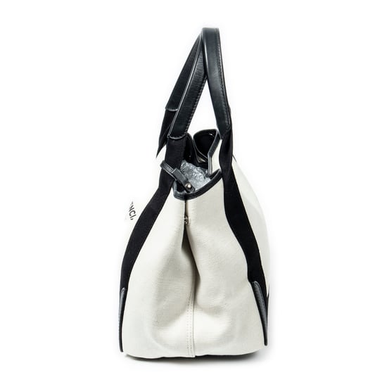 Balenciaga Small Navy Cabas en Beige/Negro Lienzo - Image 3