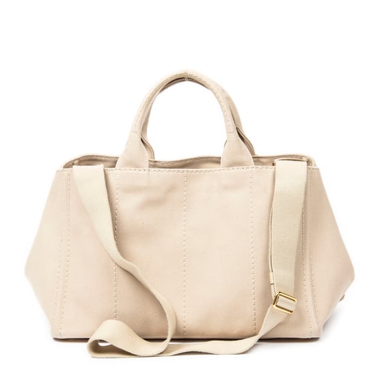 Prada Medium Canapa Tote en Beige Lienzo - Image 5