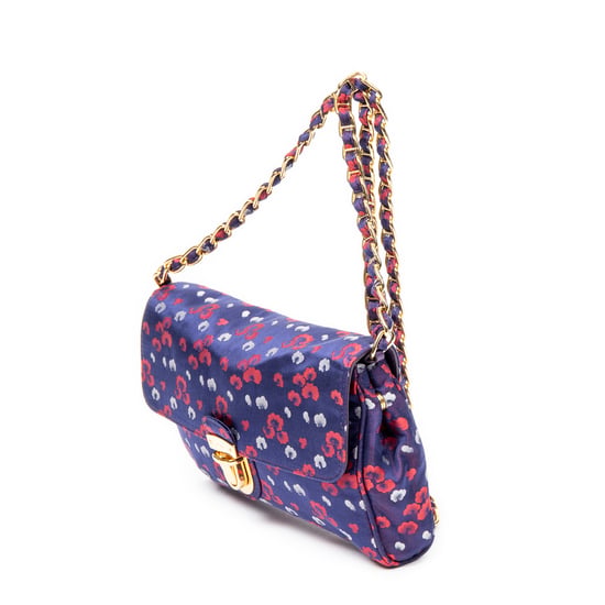 Prada Push Lock Chain Flap Clutch en Púrpura Lienzo - Image 2