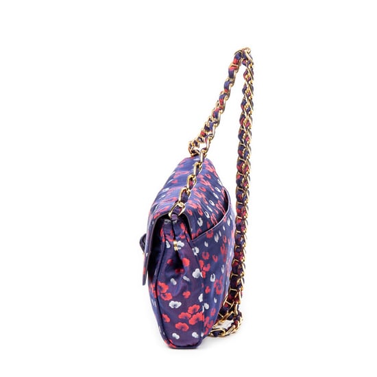 Prada Push Lock Chain Flap Clutch en Púrpura Lienzo - Image 3