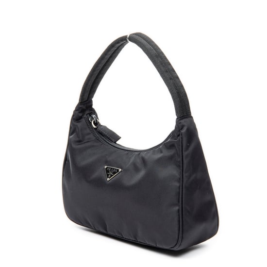 Prada Vintage Mini Zip Hobo en Negro Lienzo - Image 2