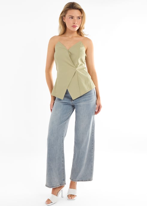 Top corsé bandeau asimétrico alto Sage - Image 1