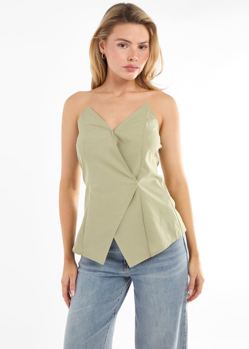 Top corsé bandeau asimétrico alto Sage - Image 2