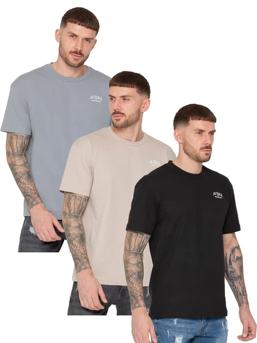 Enzo | 3 Pack Hombre Regular Fit Camiseta - BLK/CLAY/BLU - Image 1