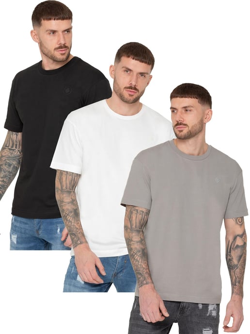 Enzo | 3 Pack Camiseta oversize cuello redondo - BLK/OFFWHT/GRY - Image 1