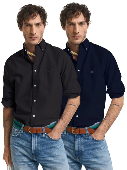 Enzo | 2 Pack Camisa Oxford Hombre - Negro y Azul Marino - Image 1