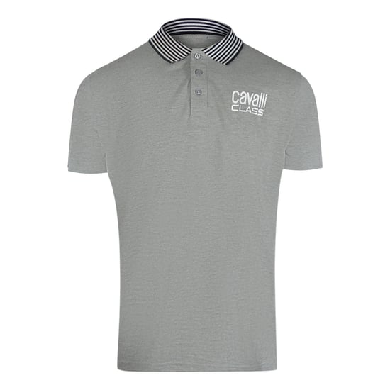 Polo Gris Con Cuello A Rayas Cavalli Class - Image 1