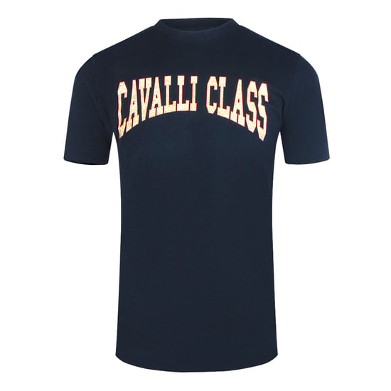 Camiseta Azul Marino Con El Logotipo Universitario De Cavalli Class - Image 1