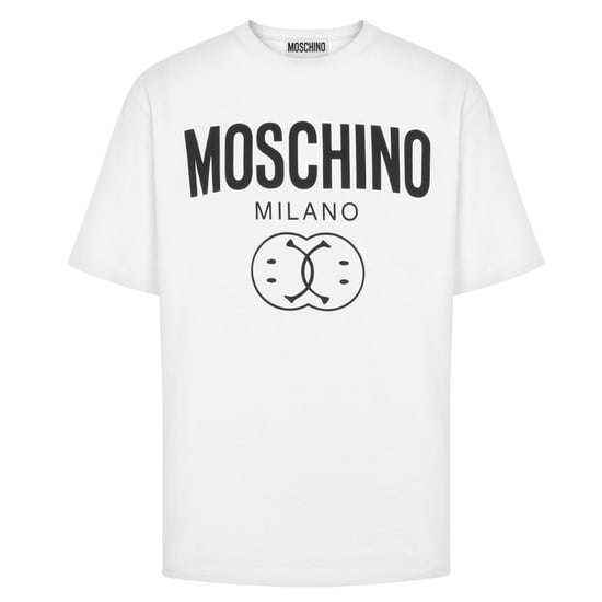 Camiseta Blanca Con El Logo De Doble Cara Sonriente De Moschino Milano - Image 1