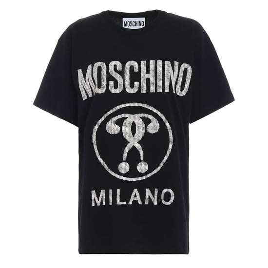 Camiseta Negra Con Logo De Doble Interrogación De Moschino Milano - Image 1
