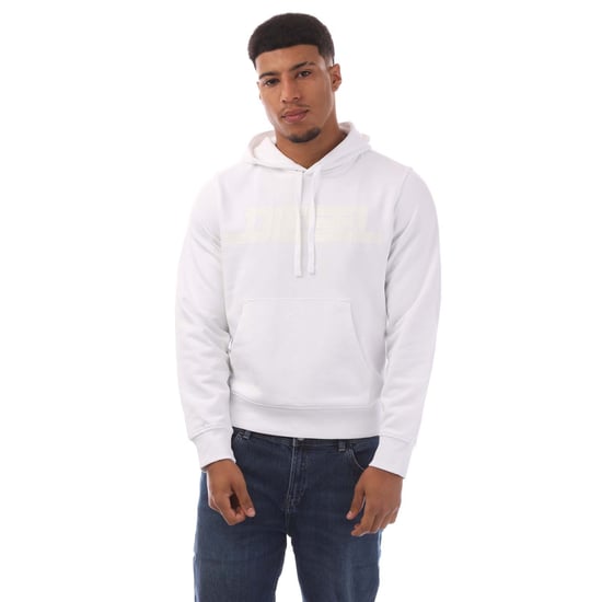 Sudadera Con Capucha Blanca Brillante Con El Logotipo Monocromático De Diesel - Image 1