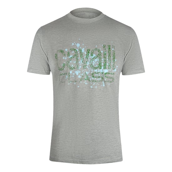 Camiseta Cavalli Class Con Logotipo En Gris Jaspeado Y Agrietado - Image 1