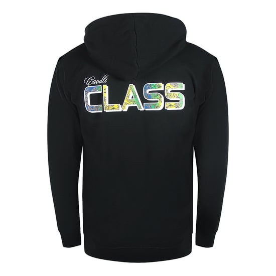 Sudadera Con Capucha Y Cremallera Negra Con Logotipo Floral Llamativo De Cavalli Class - Image 2
