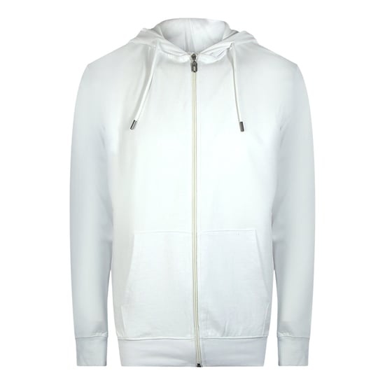 Sudadera Con Capucha Y Cremallera En Blanco Roto Con El Logotipo Floral Llamativo De Cavalli Class - Image 1