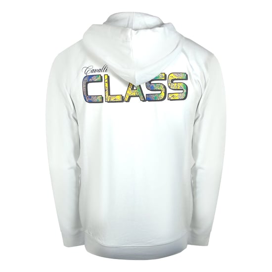 Sudadera Con Capucha Y Cremallera En Blanco Roto Con El Logotipo Floral Llamativo De Cavalli Class - Image 2