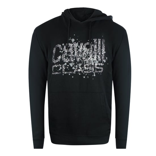 Sudadera Negra Con Capucha Cavalli Class Cracked Sprayed Logo - Image 1