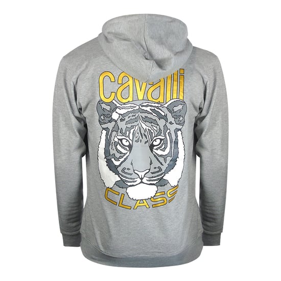 Sudadera Con Capucha Gris Con Gráfico De Tigre Atrevido De Cavalli Class - Image 2
