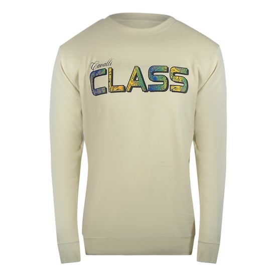 Sudadera Beige Con Logotipo Floral Vibrante De Cavalli Class - Image 1