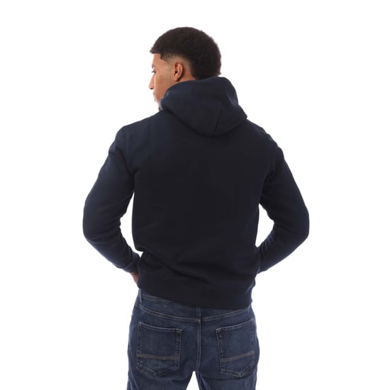 Sudadera con capucha con cordón y insignia tonal de Tommy Hilfiger para hombre en azul marino - Image 3