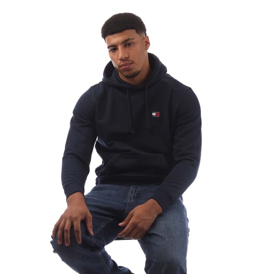 Sudadera con capucha con cordón y insignia tonal de Tommy Hilfiger para hombre en azul marino - Image 4