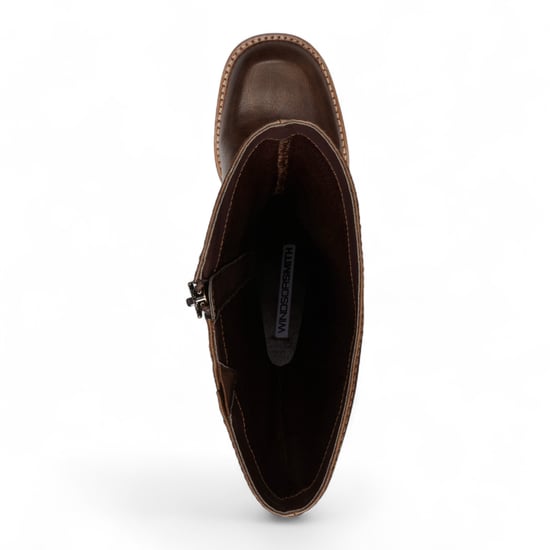 Botas Windsorsmith de piel sintética marrón roble con plataforma hasta la rodilla para mujer - Niche - Image 4