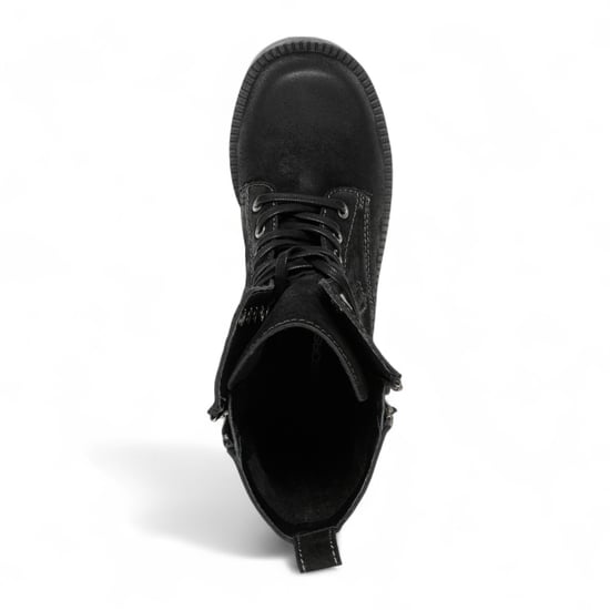 Botas de combate Windsorsmith de ante negro para mujer, zapatos moteros de media caña con cordones - Gather - Image 5