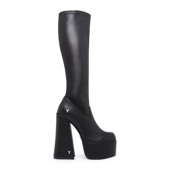 Botas negras Windsorsmith de tacón gótico hasta la rodilla con plataforma tipo calcetín para mujer - Survival - Image 1