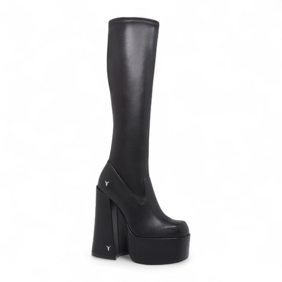 Botas negras Windsorsmith de tacón gótico hasta la rodilla con plataforma tipo calcetín para mujer - Survival - Image 4