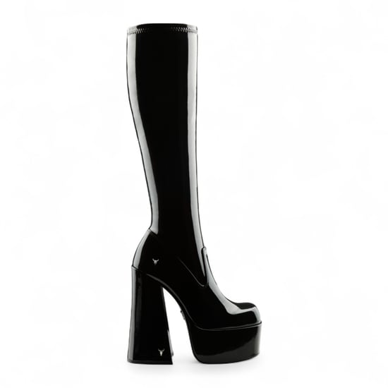 Botas negras Windsorsmith de tacón gótico hasta la rodilla con plataforma tipo calcetín para mujer - Saucy - Image 1