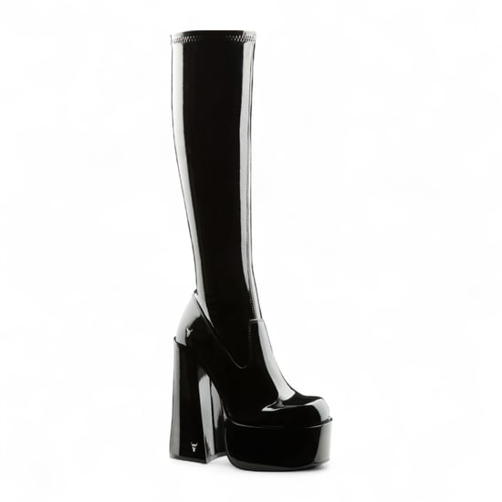 Botas negras Windsorsmith de tacón gótico hasta la rodilla con plataforma tipo calcetín para mujer - Saucy - Image 3