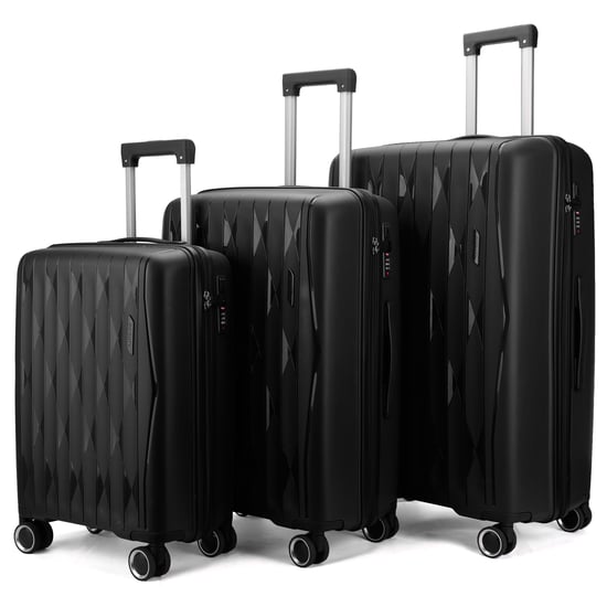Maleta rígida negra resistente con 8 ruedas, maleta de cabina TSA, para viajes de vacaciones - Image 1