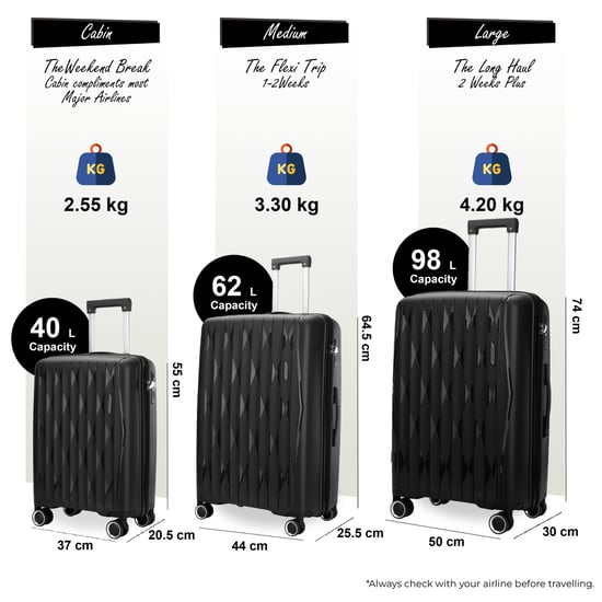 Maleta rígida negra resistente con 8 ruedas, maleta de cabina TSA, para viajes de vacaciones - Image 2