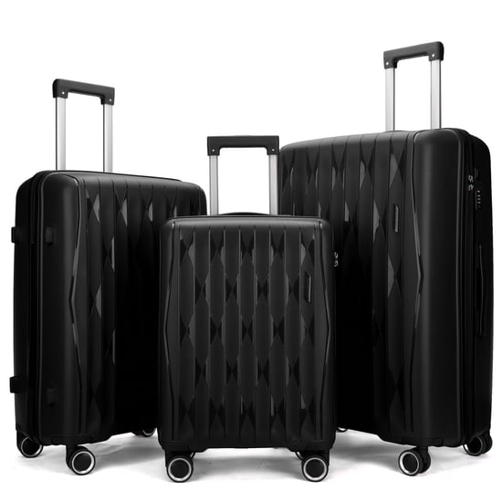 Maleta rígida negra resistente con 8 ruedas, maleta de cabina TSA, para viajes de vacaciones - Image 4