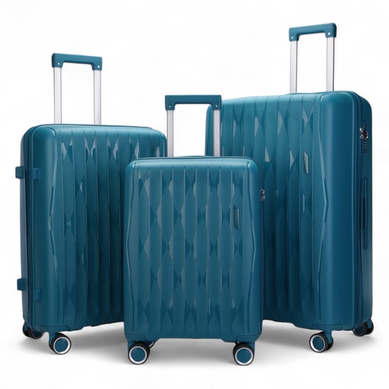 Maleta rígida resistente de color azul verdoso con 8 ruedas, maleta de cabina TSA para viajes de vacaciones - Image 1