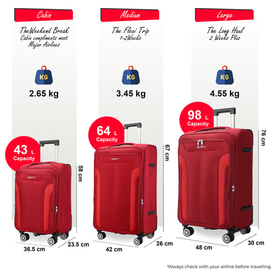 Maleta blanda expandible roja con 8 ruedas, equipaje de mano ligero para viaje - Image 2