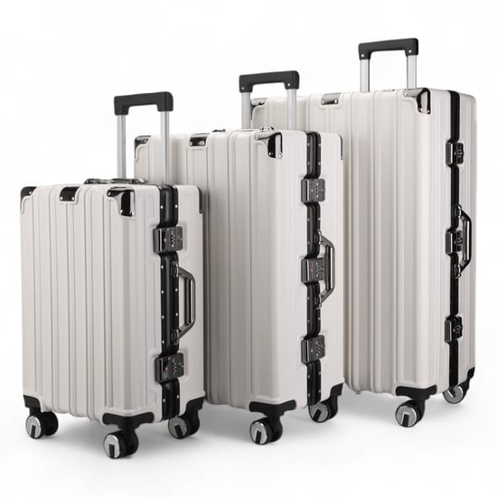 Maleta rígida blanca robusta de 8 ruedas para cabina - Image 4