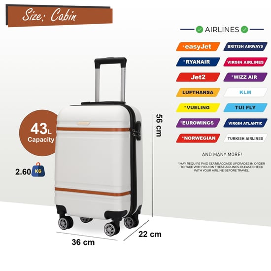 Maleta de cabina rígida de color blanco crema, robusta, ABS, ligera, para vacaciones - Image 2