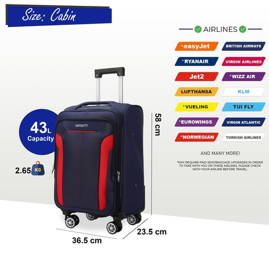 Maleta blanda expandible azul con 8 ruedas, equipaje de mano ligero para viaje - Image 5