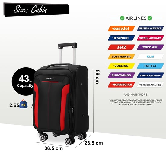 Maleta blanda expandible negra con 8 ruedas, equipaje de mano ligero para viaje - Image 5