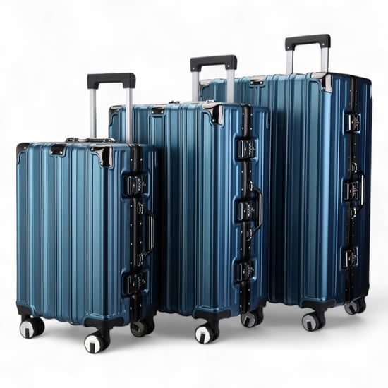 Maleta rígida azul robusta de 8 ruedas para cabina - Image 4
