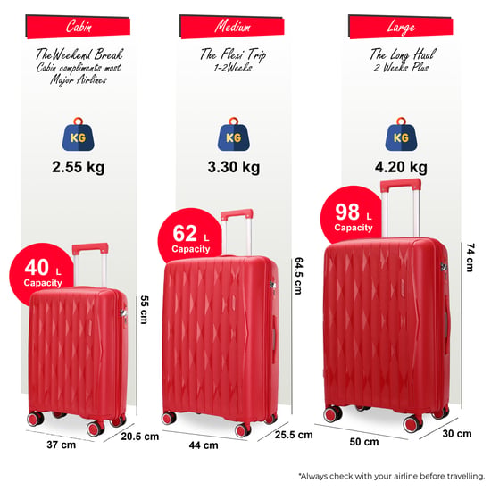 Maleta rígida roja resistente con 8 ruedas, maleta de cabina TSA, para viajes de vacaciones - Image 2