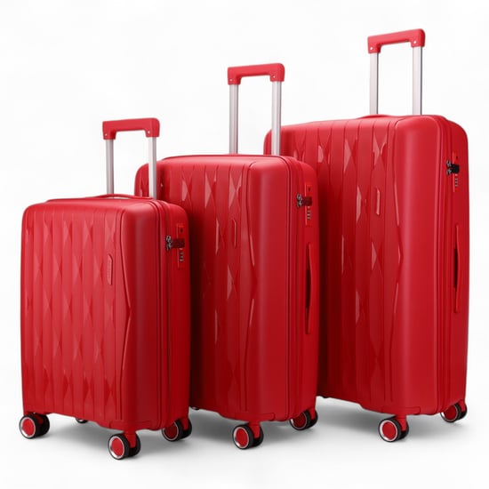 Maleta rígida roja resistente con 8 ruedas, maleta de cabina TSA, para viajes de vacaciones - Image 4